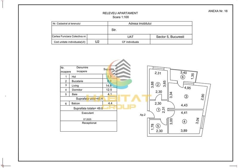 Apartament 2 Camere Decomandat 49.8Mp Bloc Nou Sector 5