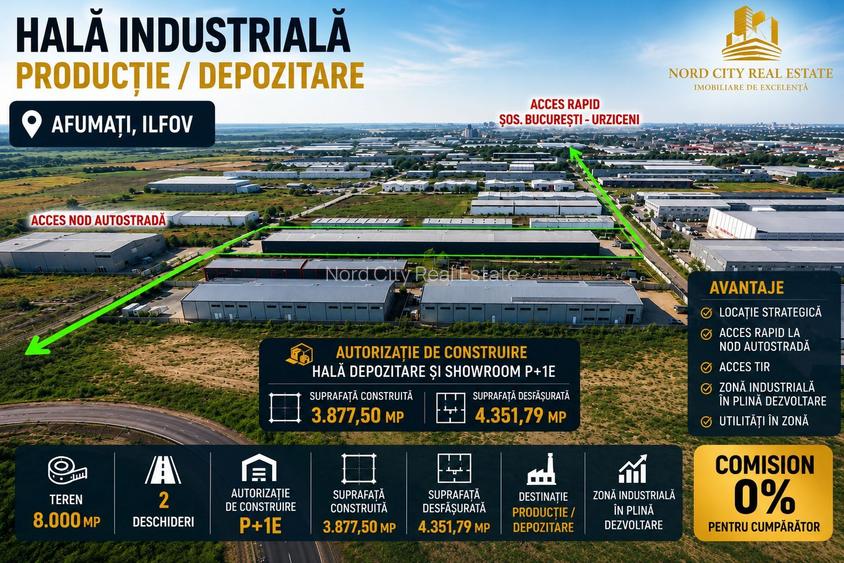 Hală Industrială P+1E | 8.000 mp teren | Acces A0 | DN2 | Afumați - 5