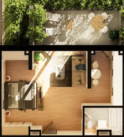 Apartament 1 CAM, SU 43.98MP si GRADINA , zona INTRE LACURI
