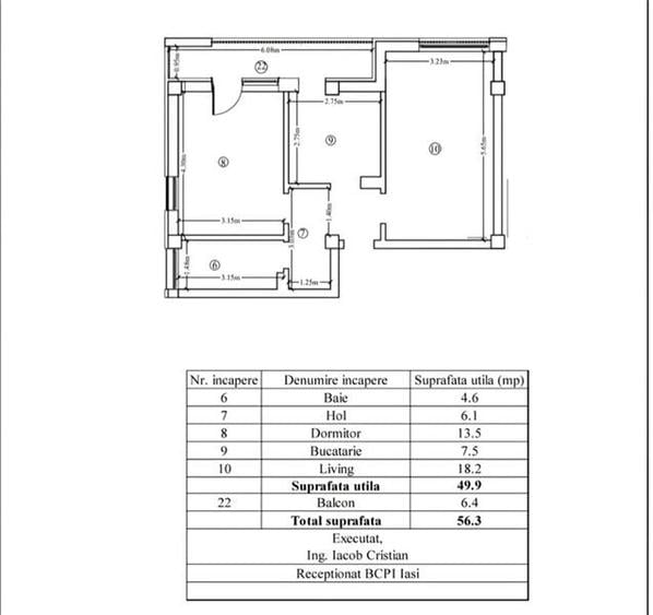 Apartament nou, intabulat, 2 camere, capat CUG
