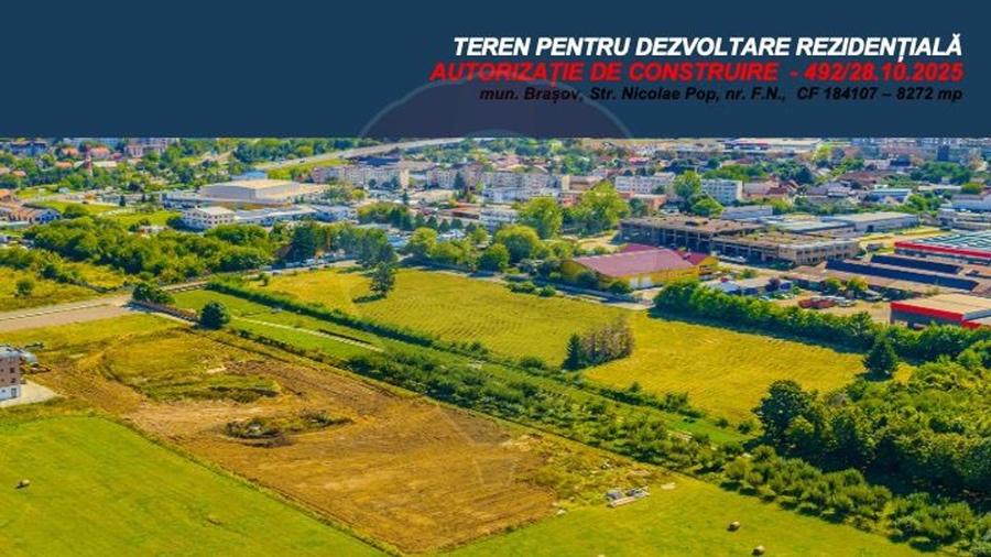 Teren dezvoltare rezidențială 8,272mp Brasov/AUTORIZATIE DE CONSTRUIRE