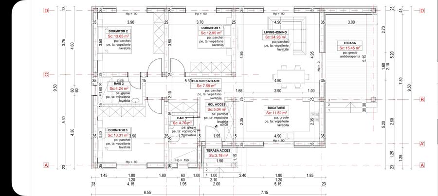 Casa 4 cam , 2 bai | Placa beton la pod | Teren 465mp | Finisaje Premium - 2