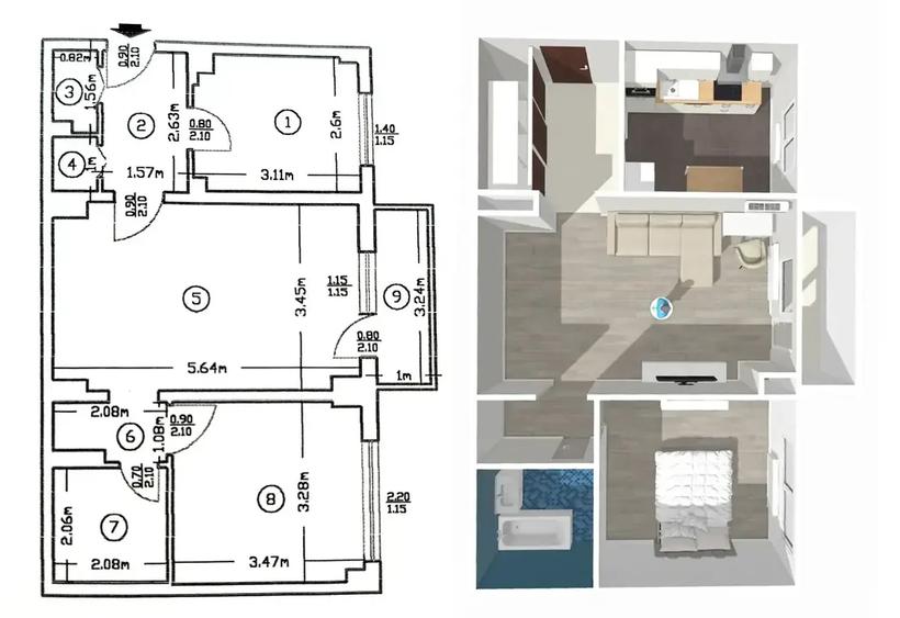 2 camere Mihai Bravu & Calea Vitan