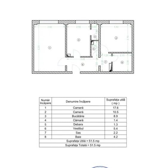 Apartament 2 camere decomandat, 52 mp, ideal locuință sau birou, zona Mega Mall
