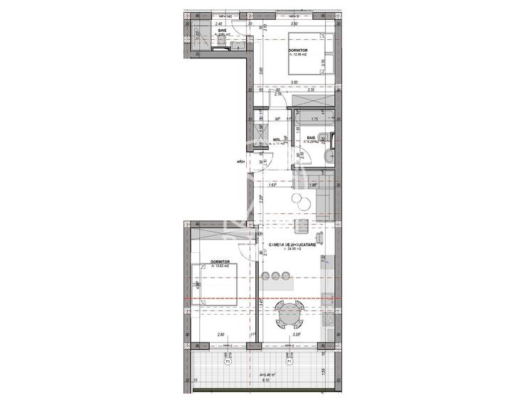 Ap. 3 camere, finisat la cheie, cu aer conditionat, 2 bai, etaj 1/2