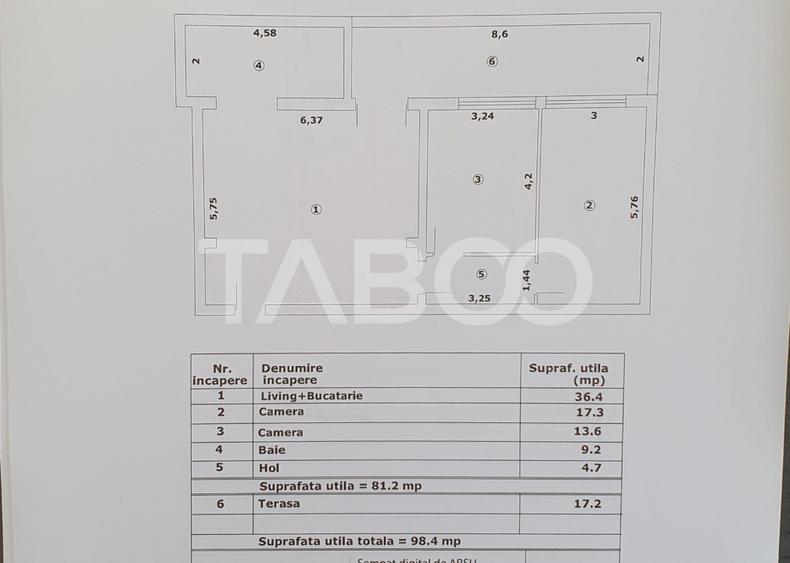 Apartament 3 camere decomandat 81 mp utili + terasa 17 mp nou 2025