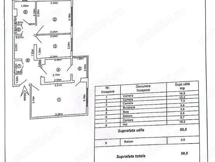 Apartament 3 camere decomandate – etaj 2 – Micro 21, Galați