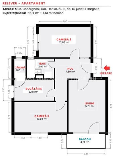 Apartament cu 3 camere (Gheorgheni Cart. Florilor, bl. 13) - 18
