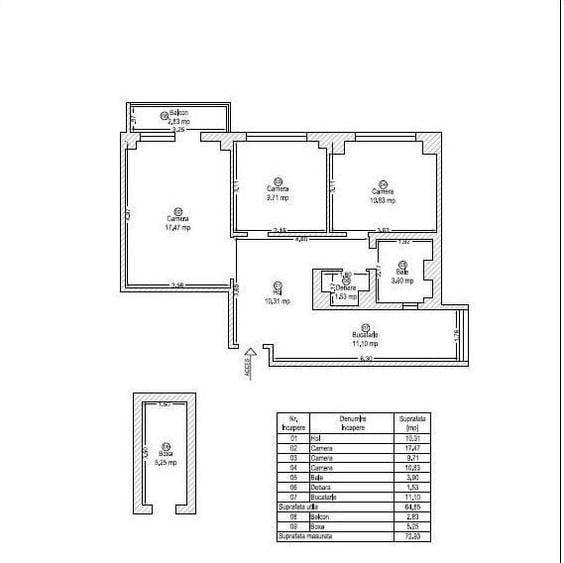 Apartament 3 camere, zona Dacia