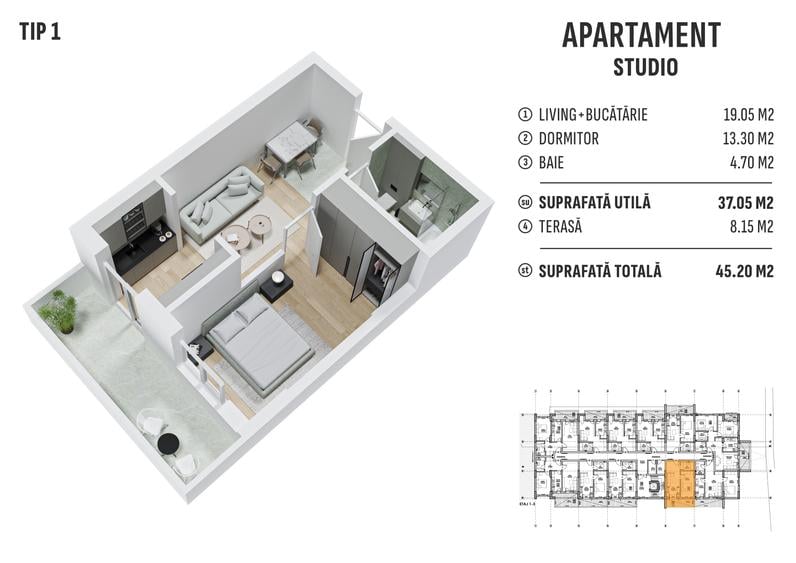 Metrou Berceni -  2 camere studio 45mp – finalizat tva 0%