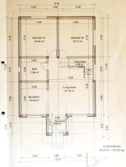 Casa indivduala pe parter - 3 camere -Corbeaca, strada Caisului padure