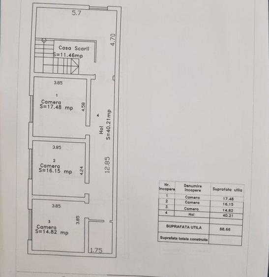 Apartament 3 camere, 88 mp utili, etaj 1, zona Turnisor