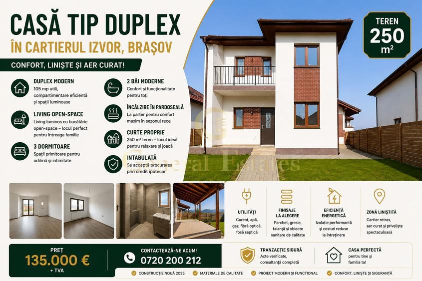 Casă tip duplex CU 4 Camere la Pret de apartament