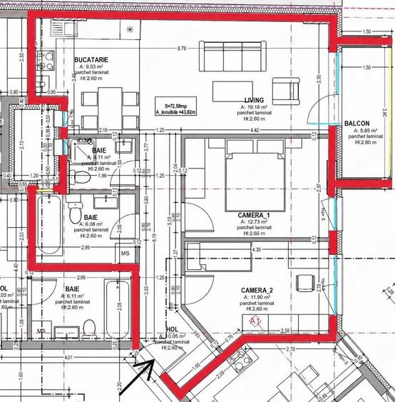 Apartament 3 camere, etajul 3, bloc nou 2026, zona str Burebista