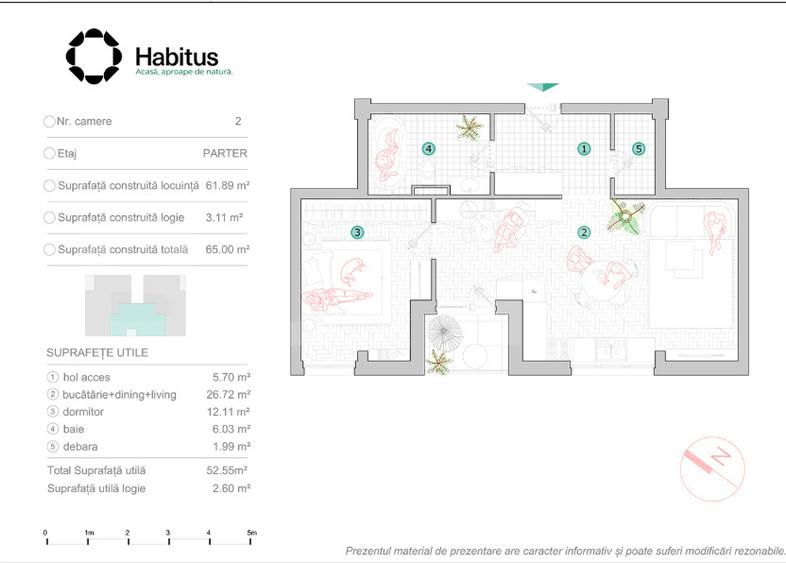 Apartament 2 camere, 52.55 mp, Habitus Oasului, Exclusivitate