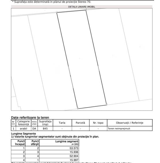 Teren 845 mp, front 16 m, utilitati si autorizatie construire - Vestem
