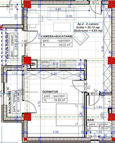 Apartament 2 camere open space, 62 mp, zona Damila