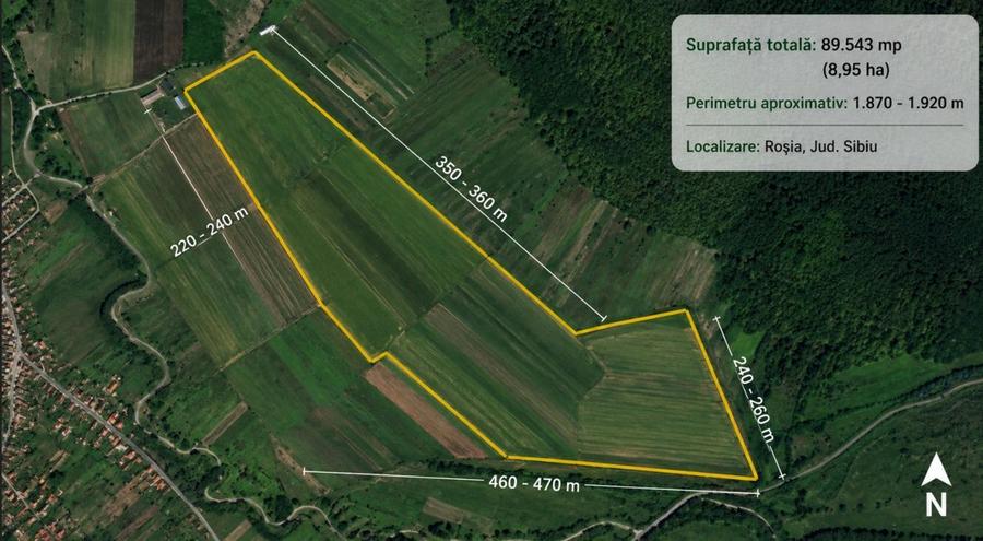 Teren 8,95 ha Roșia Sibiu  Comision 0%