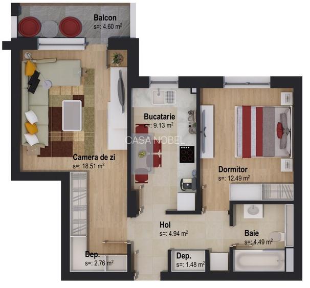 Apartament 2 camere etaj intermediar - Zona Coresi - 11