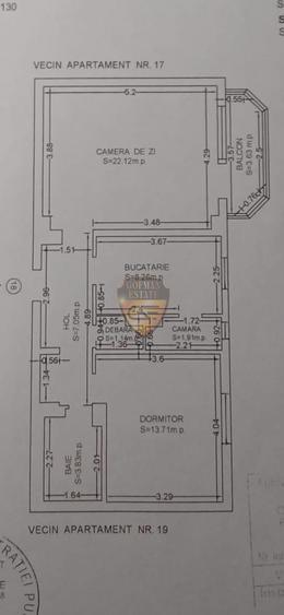 2 camere Tomis Nord Campus 64 mp, 2 debarale, balcon, centrala gaze, A/C, et 4/4