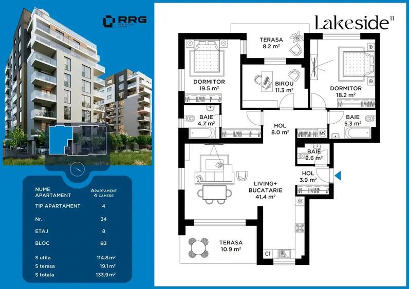 Straulesti Lac | 4 camere| 2 Terase mare