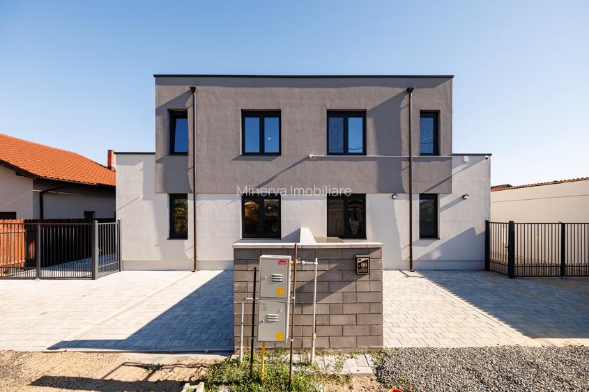 Duplex P+E în Moșnița Nouă, 3 dormitoare, 3 bai, teren 403 mp. Comision 0%
