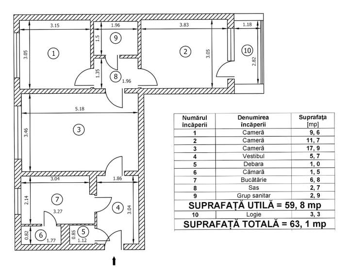 Apartament 3 camere | 60 mp utili | Valea Ialomiței – Drumul Taberei | Etaj 3/4