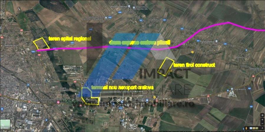 Teren Construcții extravilan de 100000 mp, în Aeroport