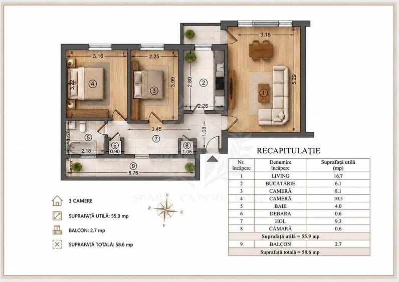 APARTAMENT 3 CAMERE DECOMANDAT // ETAJ 3 // CARTIER 9 MAI