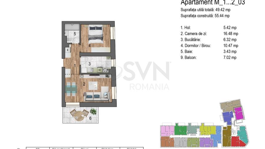 REA1025175 Timpuri Noi I Apartament cu 2 camere l Ansamblu rezidential