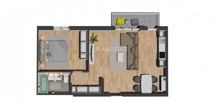 Apartament 2 camere, 57 mp, balcon, etajul 3, zona VIVO - 4