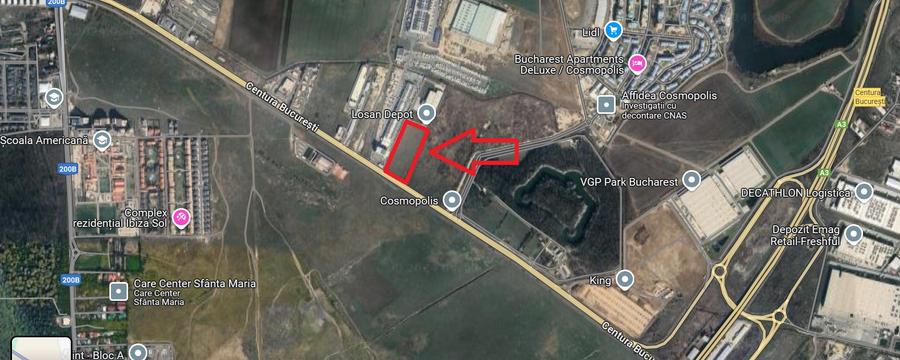 Teren de inchiriat, 20000 mp, Centura Bucuresti langa Cosmopolis si Fan Courier