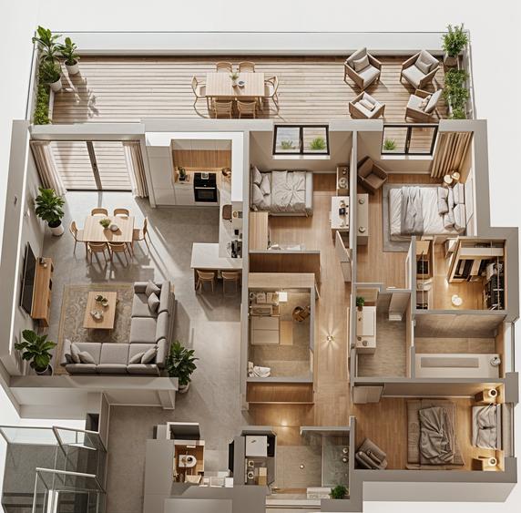 Apartament de 4 camere situat ultra-central cu terasa si 2 locuri de parcare