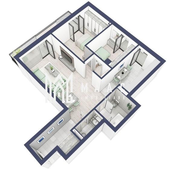 Apartament 3 camere | Balcoane/Terase 31.7 mp | Gradina ca. 61mp | Turnisor