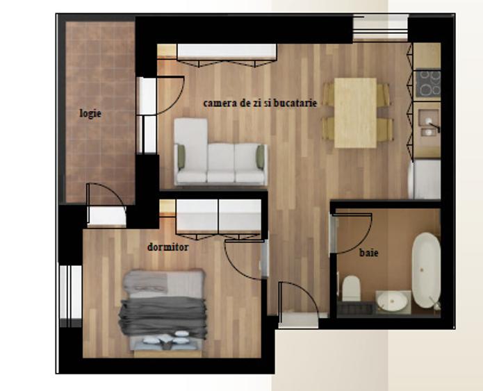 Apartament cu 1 cameră Bloc nou | Etaj 1 44 mp utili Compartimentare eficienta!