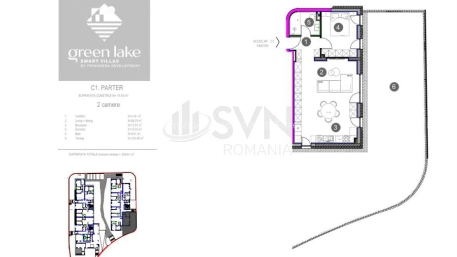 REA1029895 Apartament prima închiriere, 2 camere decomandat, parter, Green Lake