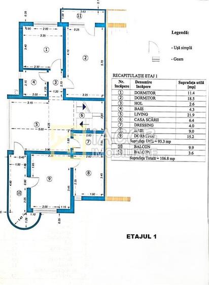 1/2 Duplex  S+D+P+2E, 455 mp in zona centrala a mun. Bacau