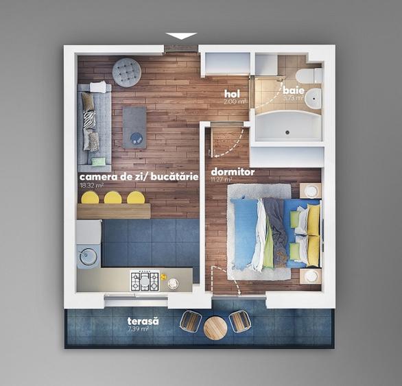 Apartament 2 camere (tip studio) - Metrou Aparatorii Patriei