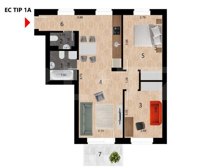 Apartament 3 camere, 59.83 mp, zona Zorilor - 2