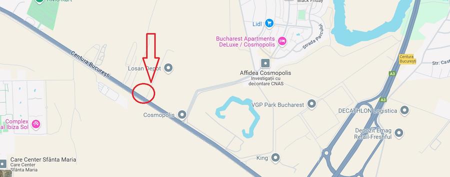 Teren de inchiriat, 20000 mp, Centura Bucuresti langa Cosmopolis si Fan Courier