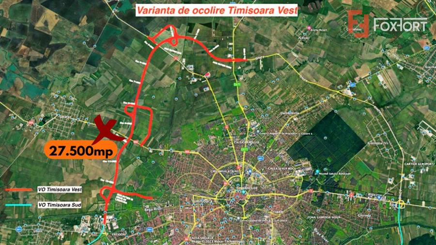 Teren extravilan 27.500 mp de vanzare in Timisoara-Zona Exterior Vest Mehala