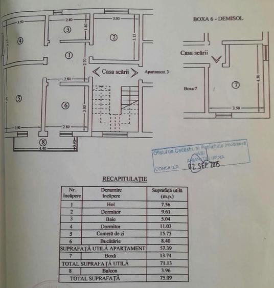 Apartament 3 camere, decomandat, mobilat, boxa intabulata, loc parcare