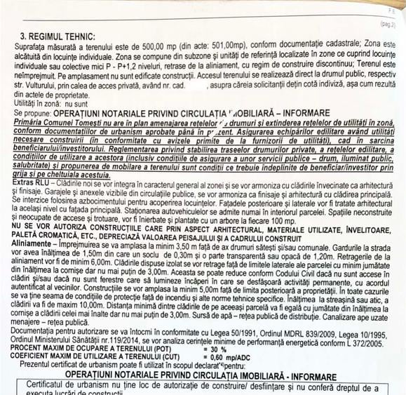 Teren intravilan 500 mp în Vlădiceni – Tomești, Iași Certificat de Urbanism Priveliște panoramică