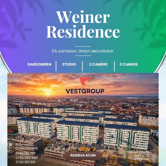 Apartament 2 camere Mutare imediata Direct Dezvoltator Weiner12 VESTGROUP