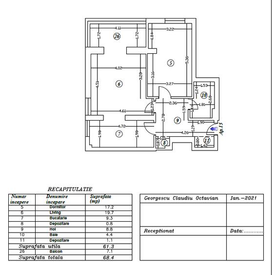 Apartament 2 camere I AVIATIEI I Bloc 2021 I 68 mp I Decomandat