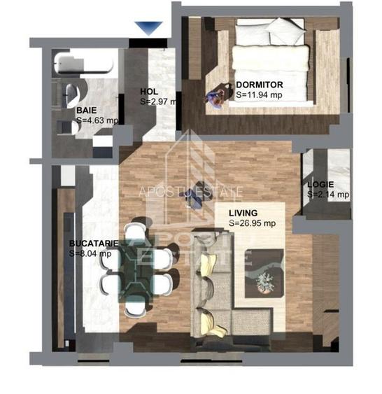 Apartament cu 2 camere open space Torontalului - 7
