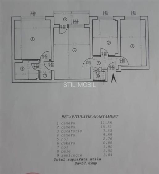 Apartament 3 camere - 58 mp, etaj 1 - Podu Ros - 12