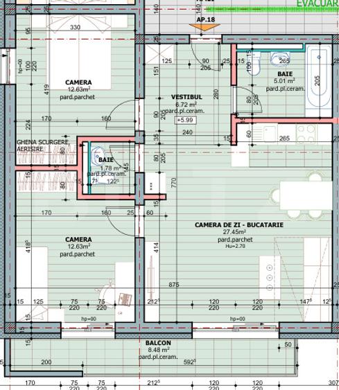 Apartament Generos 3 Camere | Zona Tudor | 74,62 mp