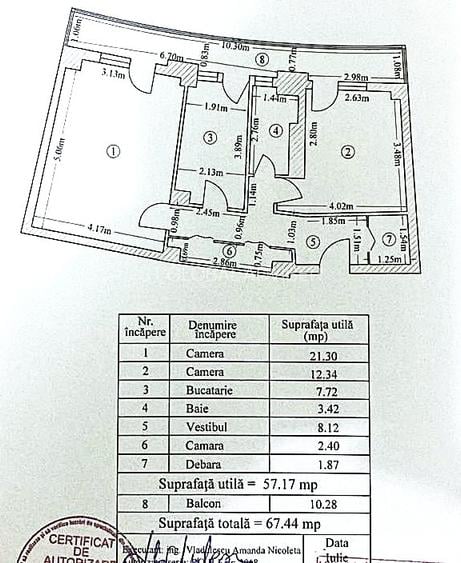 Apartament 2 camere spatios, 67 mp, mobilat cu priveliste panoramica