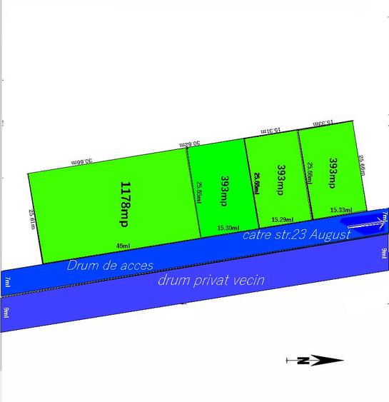 Teren intrav.3000mp(2357m+cota dr)91.92m desch. ,dezmembrat,auth,ctie pe 2loturi